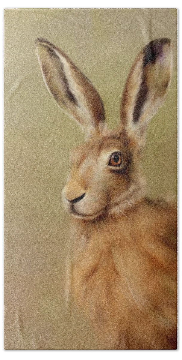 Paintings Beach Towel featuring the painting Hare by Joe Gilronan