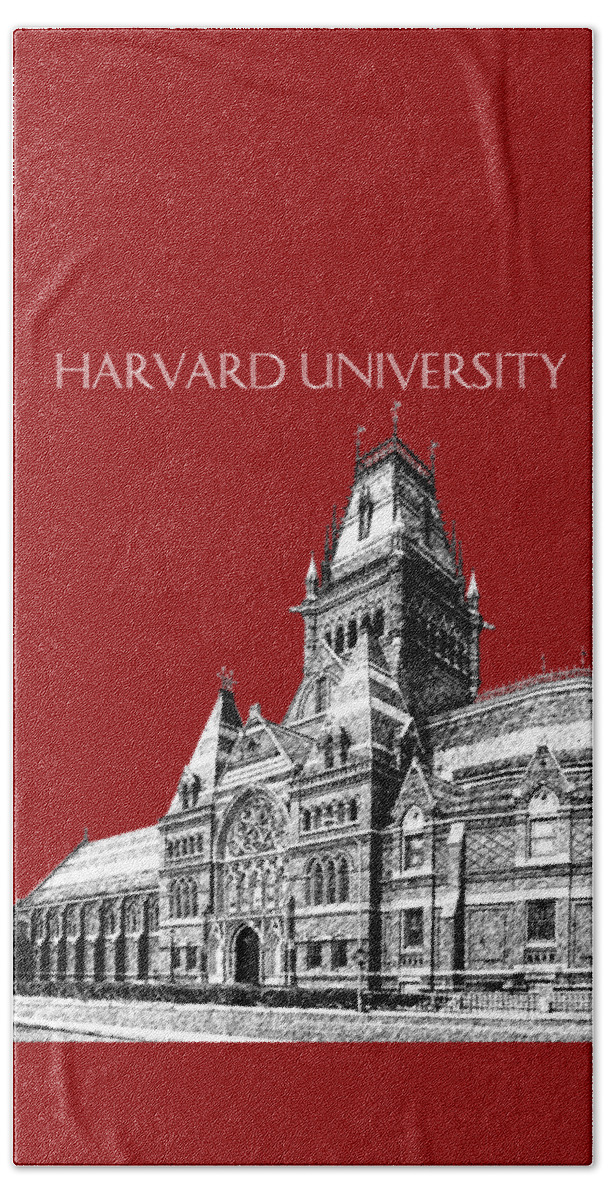 University Beach Towel featuring the digital art Harvard University - Memorial Hall - Dark Red by DB Artist