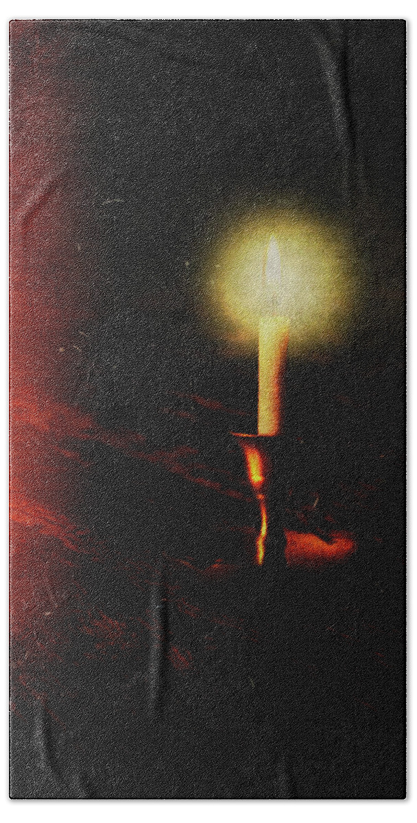Haunted Candlelight Beach Towel featuring the mixed media Haunted Candlelight by Dan Sproul