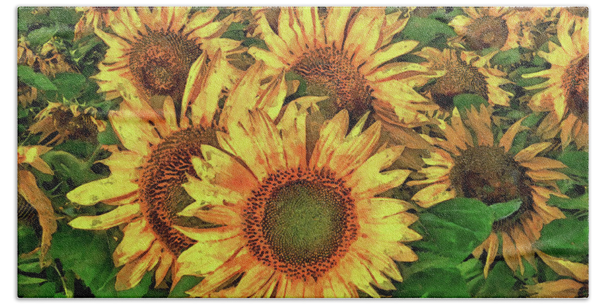 Sunflower Beach Towel featuring the digital art Have A Sunflower Day by Dave Lee