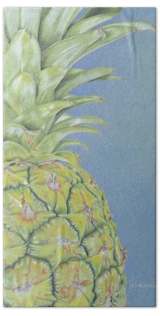 Pineapple Beach Towel featuring the painting Hawaiian Pineapple by Karrie J Butler