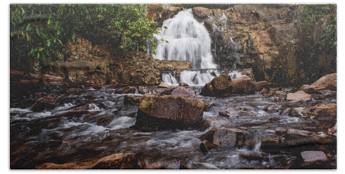 Hawk Falls Beach Towel featuring the photograph Hawk Falls Centered by Rose Guinther