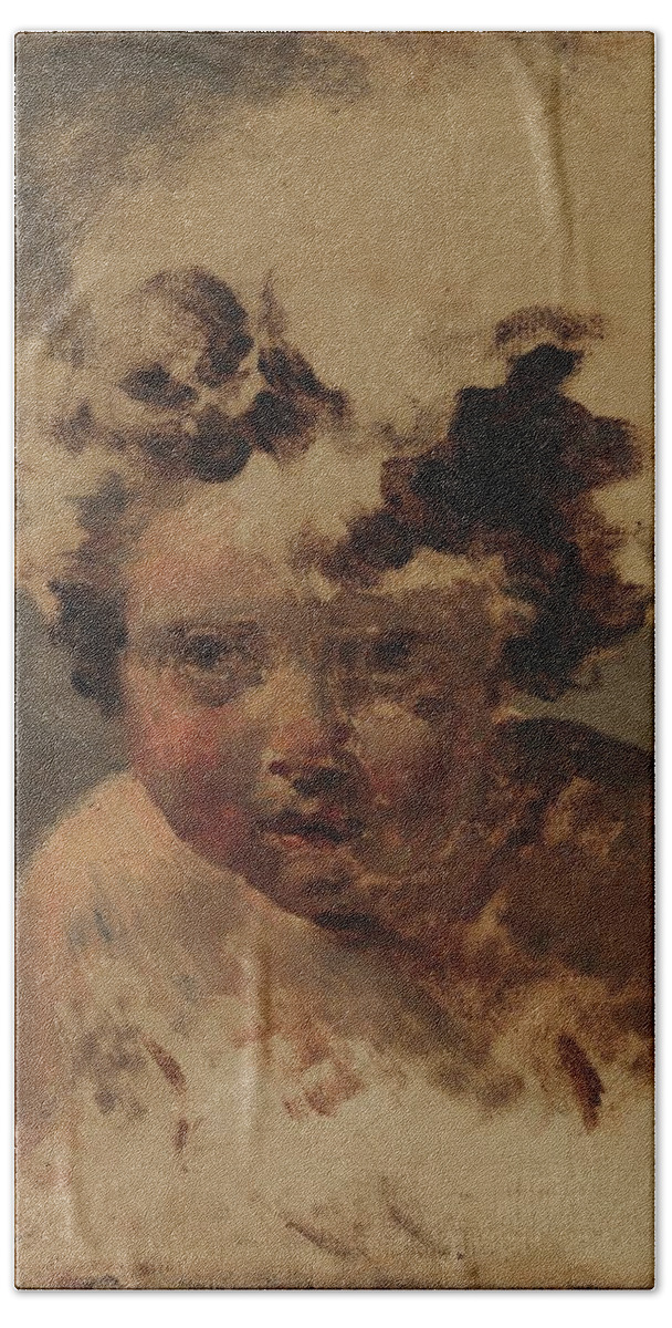 Old Beach Towel featuring the painting Head of a Child Jacques Louis David by MotionAge Designs
