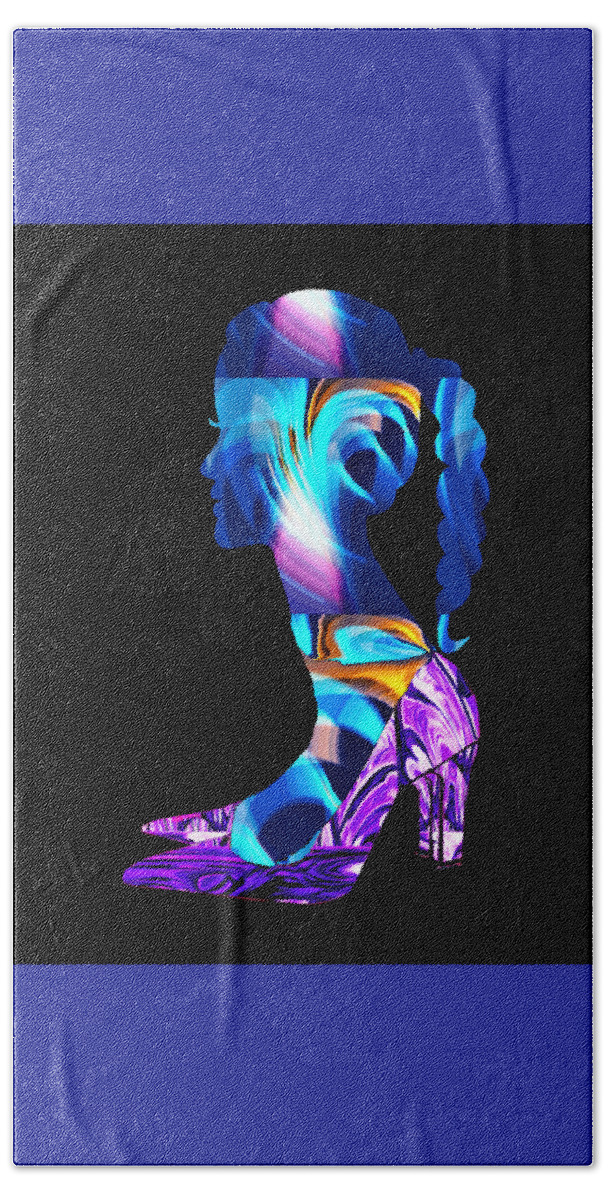 Abstract Beach Towel featuring the digital art Head Over Heels - No.2 Black by Ronald Mills