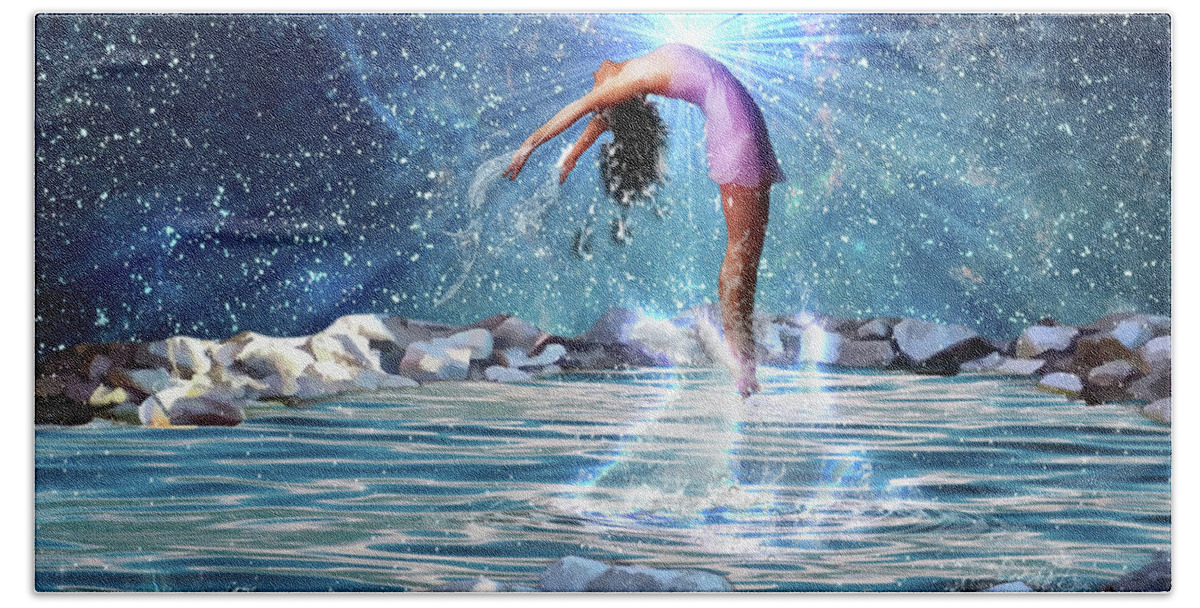 Bethesda Healing Pool Beach Towel featuring the digital art Healing pool by Dolores Develde