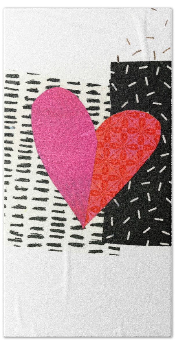 Abstract Art Beach Towel featuring the painting Heart Collage #58 by Jane Davies