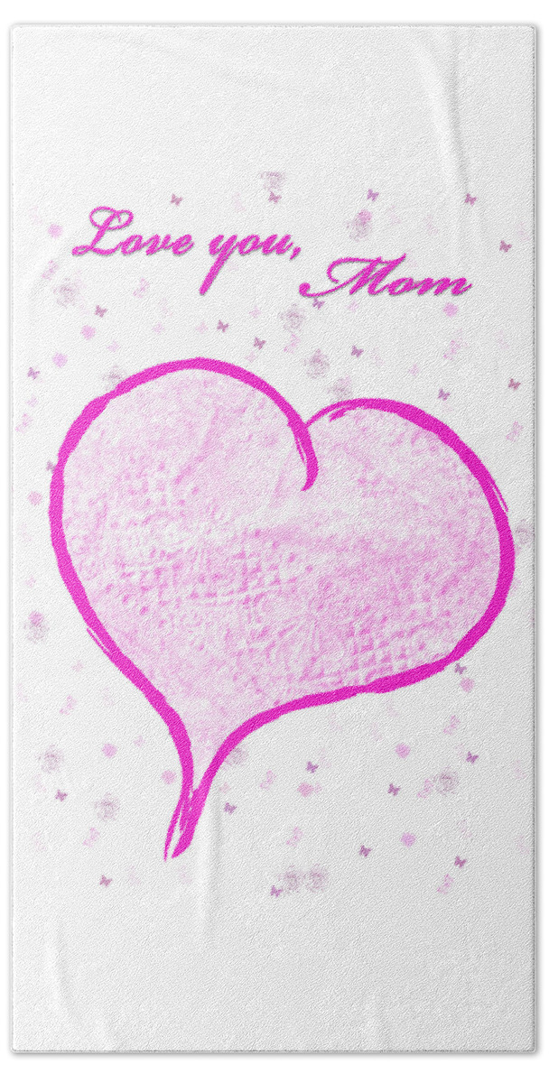 Pink Beach Towel featuring the mixed media Heart for Mom by Moira Law