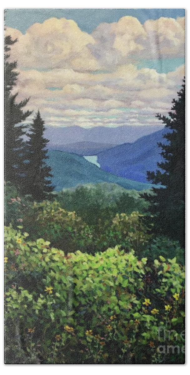Blue Ridge Parkway Beach Towel featuring the painting Heart of the Blue Ridge by Anne Marie Brown