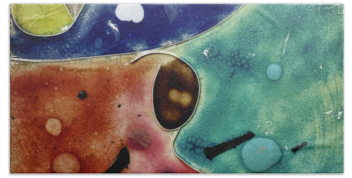 Abstract Beach Towel featuring the glass art Her Cosmic Dream by Bentley Davis