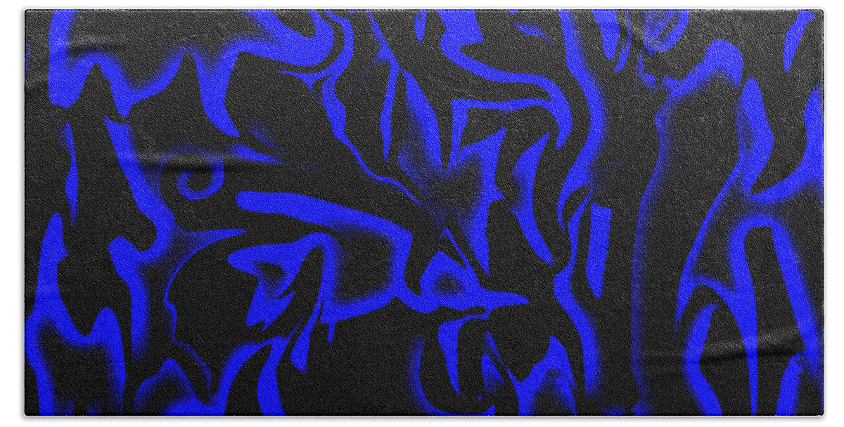 Abstract Art Beach Towel featuring the digital art Hidden Blue Bird by Ronald Mills