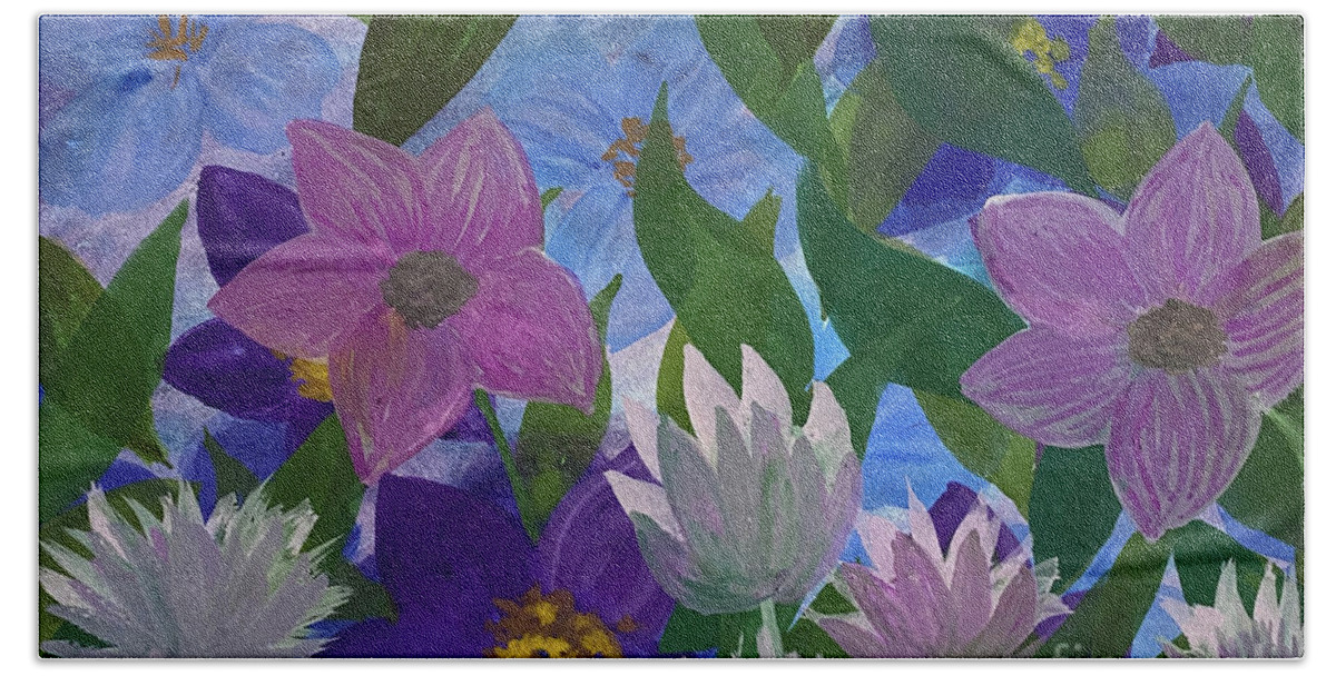 Flowers Beach Towel featuring the mixed media Hidden Flowers by Lisa Neuman