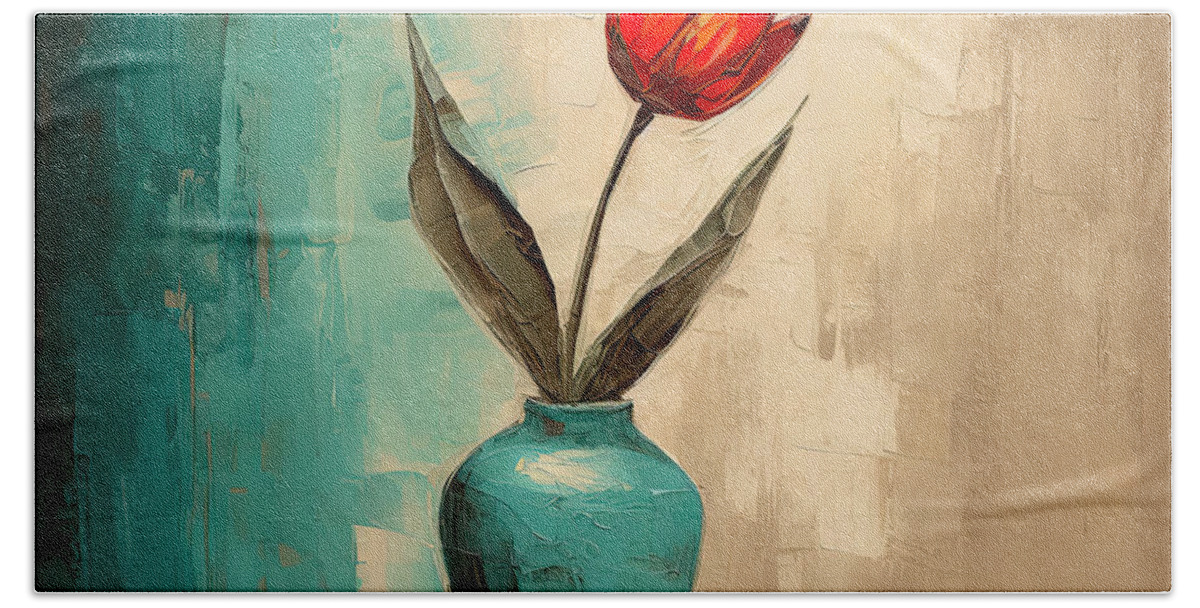 Distressed Beach Towel featuring the painting Hint Of Passion by Lourry Legarde