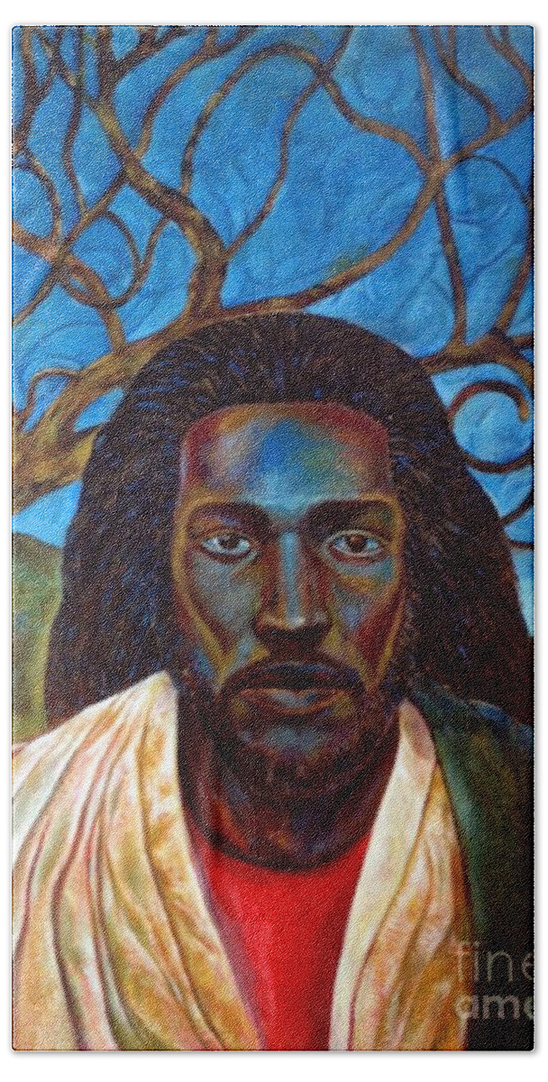 Holy Beach Towel featuring the painting Holy Man by Joe Roache