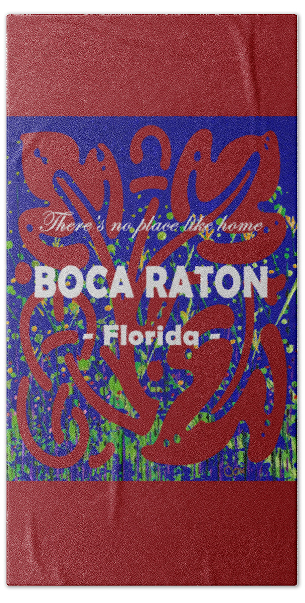 Boca Raton Beach Sheet featuring the painting Home Boca Raton Wildflower Abstract 308 Blue and Red by Corinne Carroll