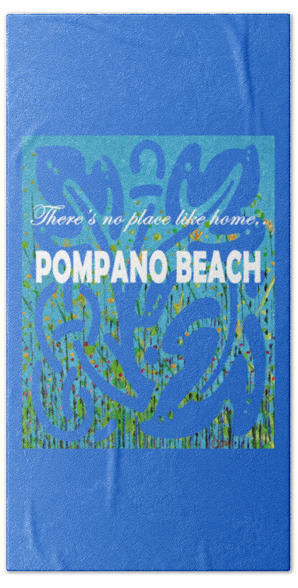 Pompano Beach Beach Sheet featuring the painting Home Pompano Beach Wildflower Abstract 308 in Blue by Corinne Carroll