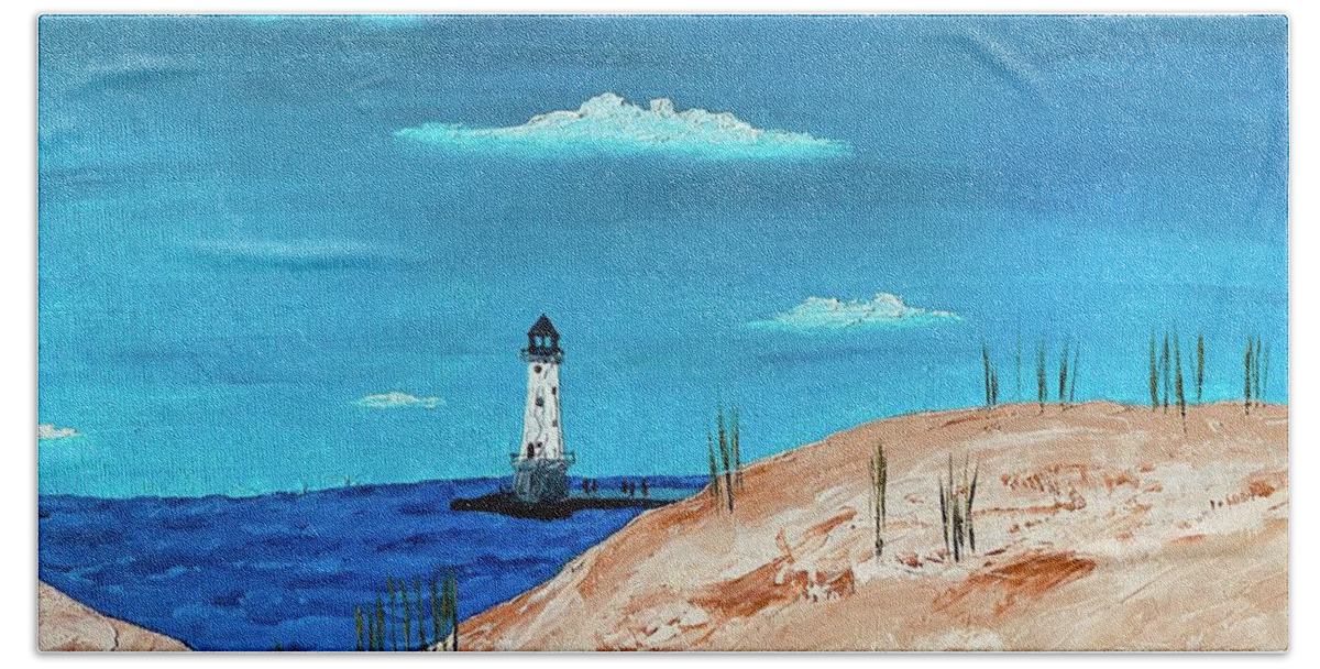 Oil Painting Beach Towel featuring the painting Home View by Lisa White