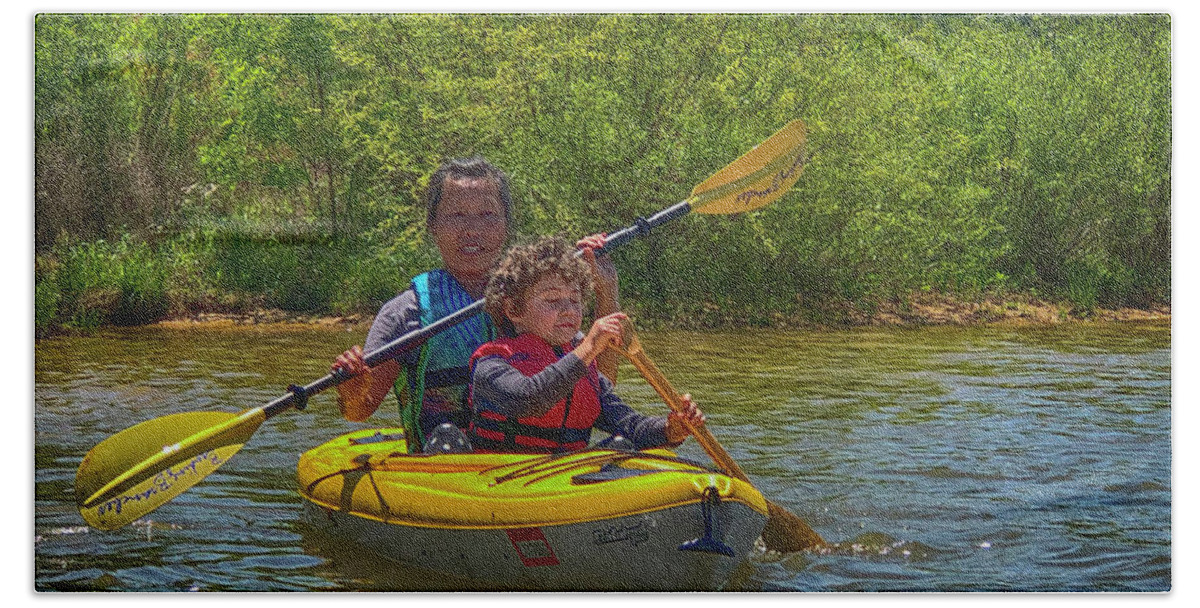 Kayak Beach Towel featuring the photograph Hooked by Jim Cook
