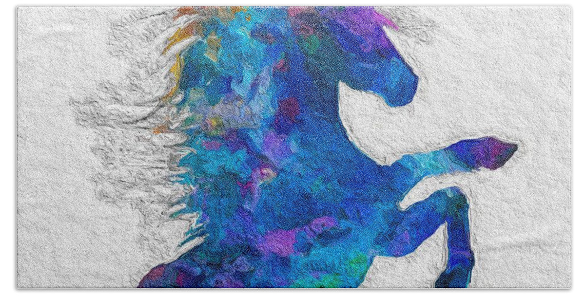 Horse Beach Towel featuring the mixed media Horse from Heaven by Anas Afash