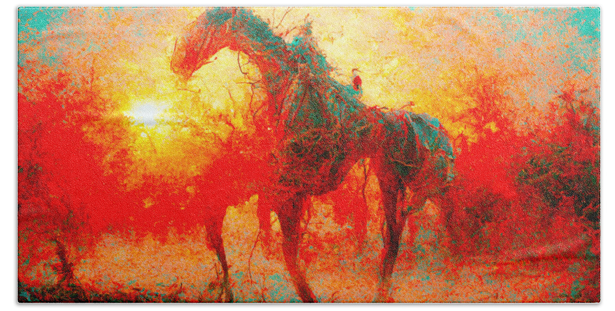 Horse Beach Towel featuring the digital art Horses #3 by Craig Boehman