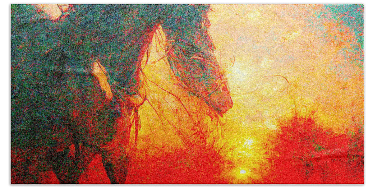 Horse Beach Towel featuring the digital art Horses #4 by Craig Boehman