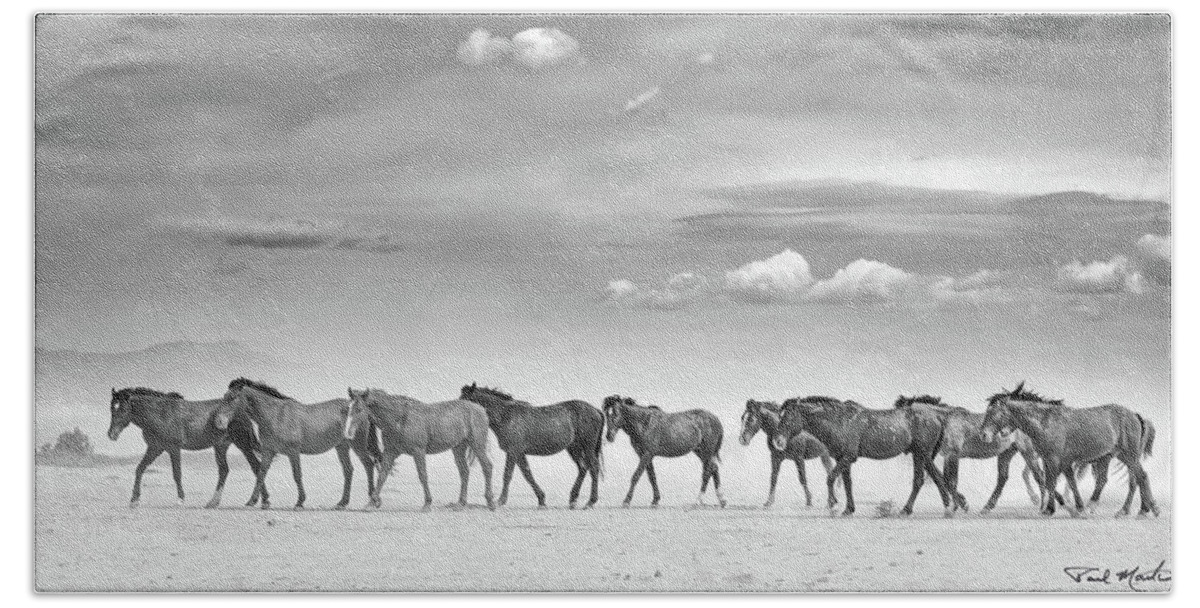 Stallion Beach Towel featuring the photograph Horses in the High Desert. by Paul Martin