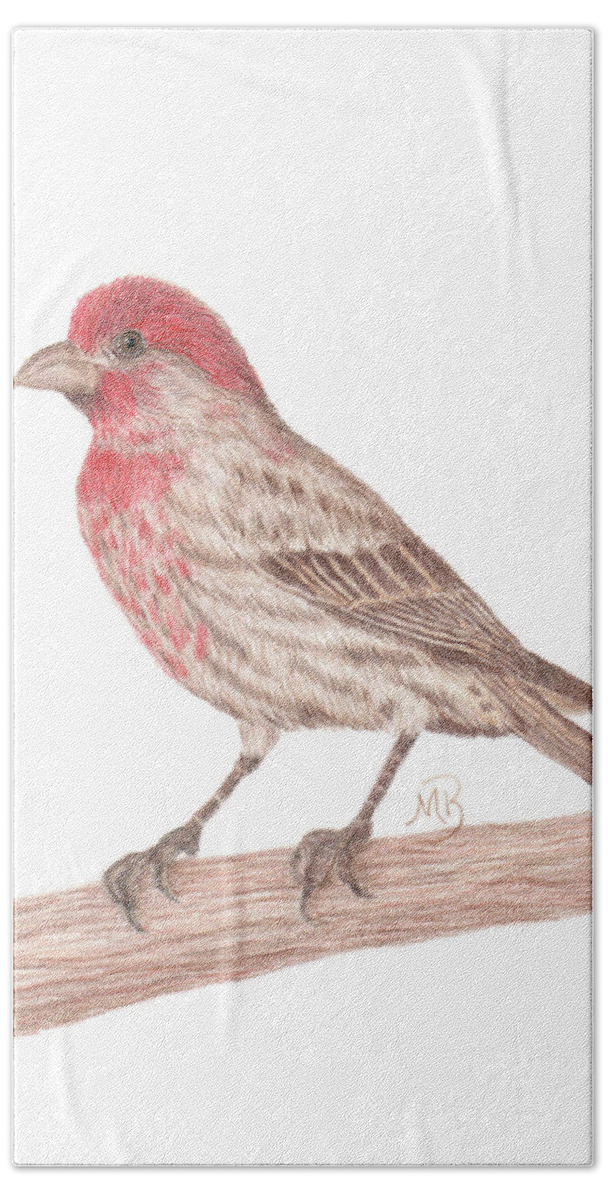 Bird Art Beach Towel featuring the painting House Finch by Monica Burnette