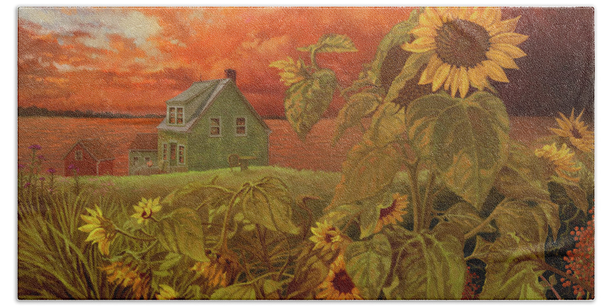 House Beach Towel featuring the painting House of the Rising Sun by Hans Neuhart