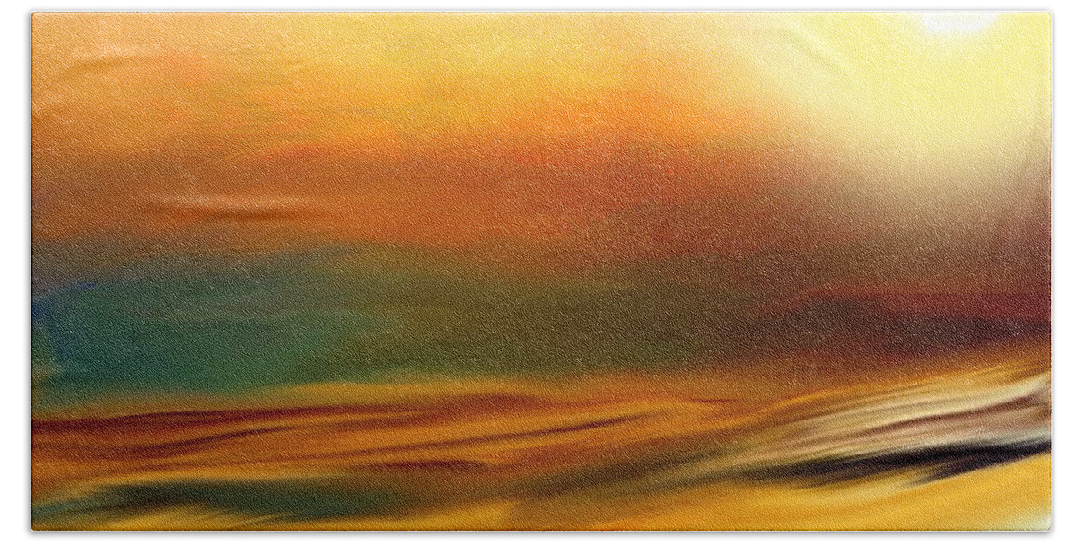 Digital Art Abstract Beach Towel featuring the digital art Hues of the Sun by Gayle Price Thomas