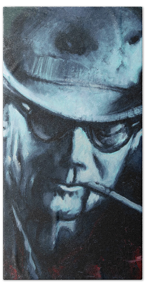 Hunter S Thompson Beach Towel featuring the painting Hunter S Thompson by Sv Bell