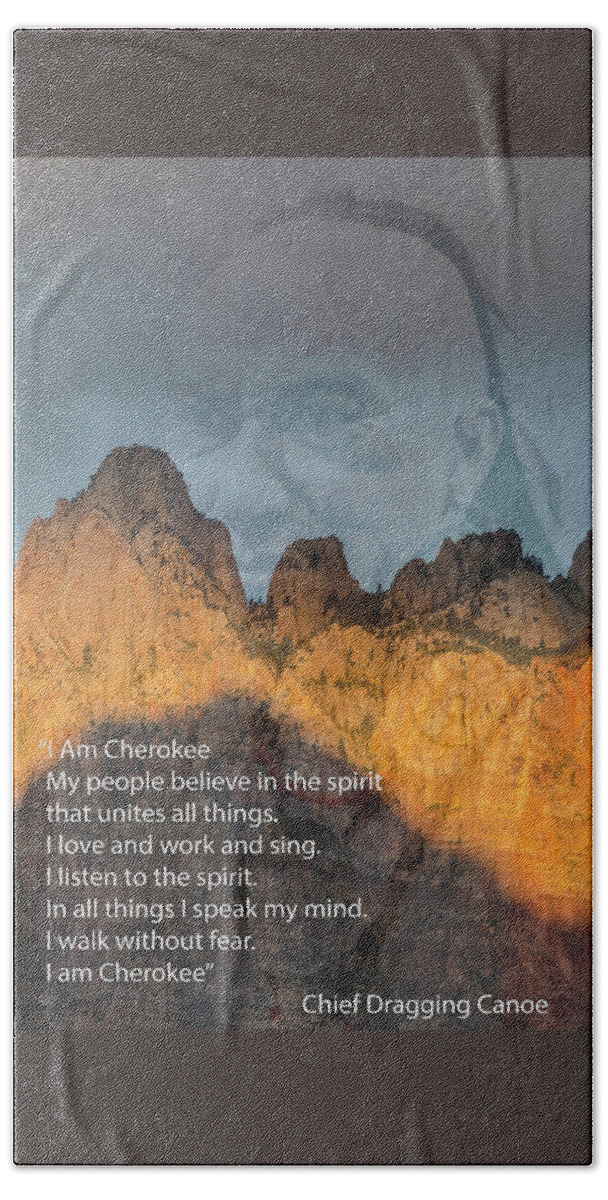 Cherokee Beach Towel featuring the photograph I Am Cherokee by Jim Cook