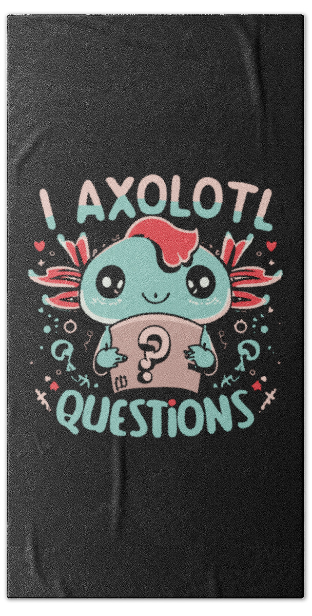 Christmas 2023 Beach Towel featuring the digital art I Axolotl Questions Retro Funny Gift by Flippin Sweet Gear