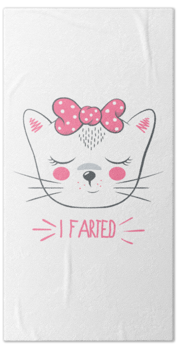 Humor Beach Towel featuring the digital art I Farted Funny Cat by Flippin Sweet Gear