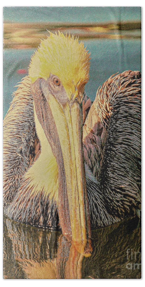 Brown Pelican Beach Towel featuring the photograph I see you, says Brownie 2 by Joanne Carey