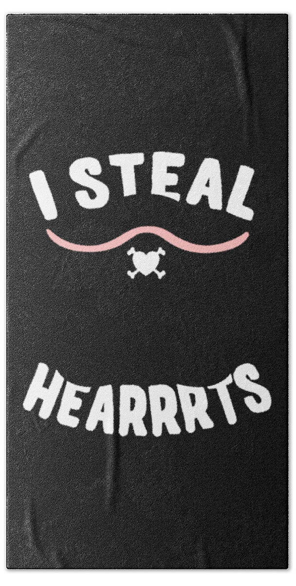 Cool Beach Towel featuring the digital art I Steal Hearrrts Valentines Pirate by Flippin Sweet Gear