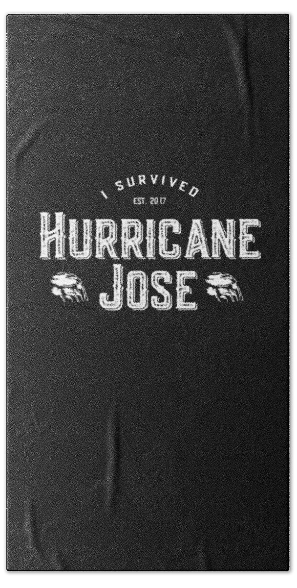 Funny Beach Towel featuring the digital art I Survived Hurricane Jose by Flippin Sweet Gear