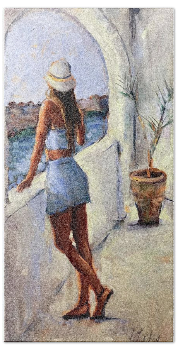 Figurative Beach Towel featuring the painting Ibiza by Ashlee Trcka