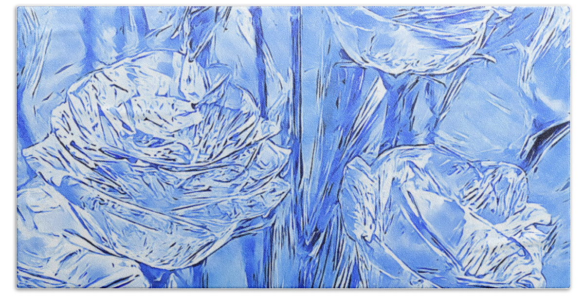 Lisianthus Beach Towel featuring the digital art Ice Lisianthus by Alex Mir