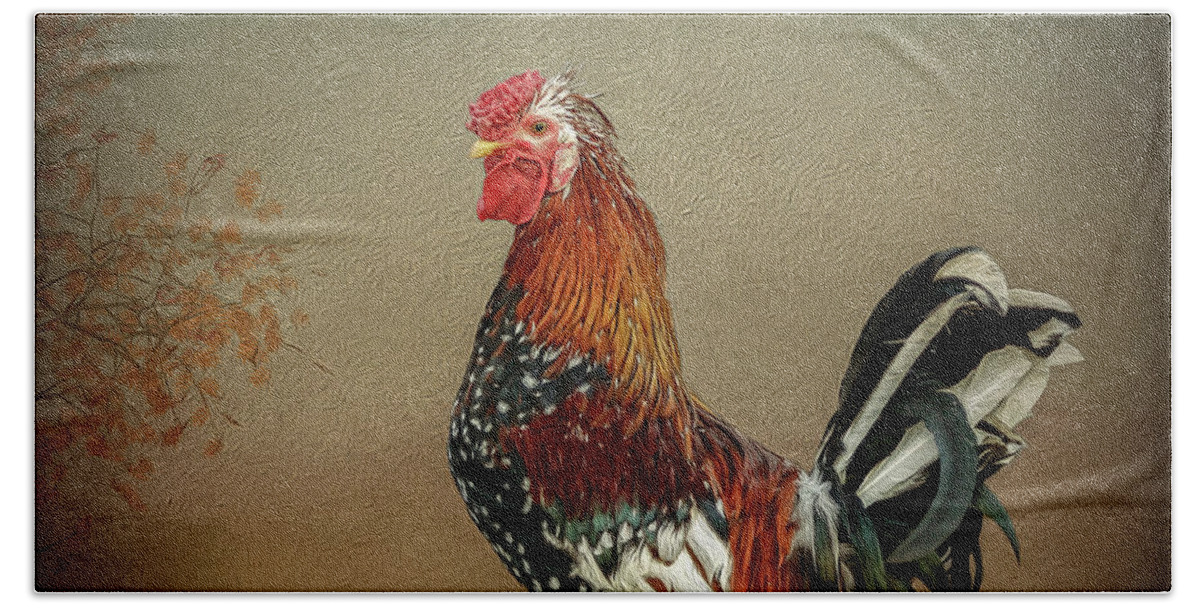 Icelandic Rooster Beach Towel featuring the digital art Icelandic Rooster by Maggy Pease
