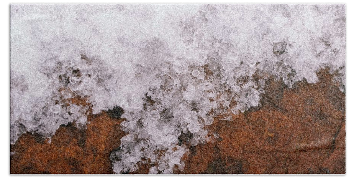 Rock Beach Towel featuring the photograph The Edge of Ice Up Close by Gaby Ethington