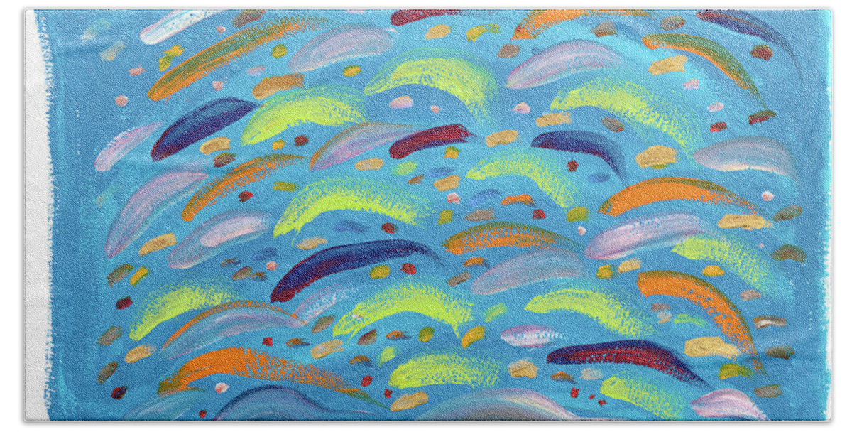 Fish Beach Towel featuring the painting In The Swim by Bjorn Sjogren