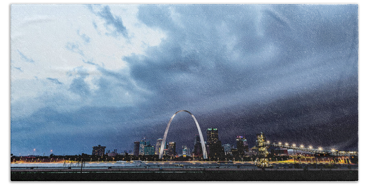 St. Louis Beach Towel featuring the photograph Incoming At The Arch by Marcus Hustedde