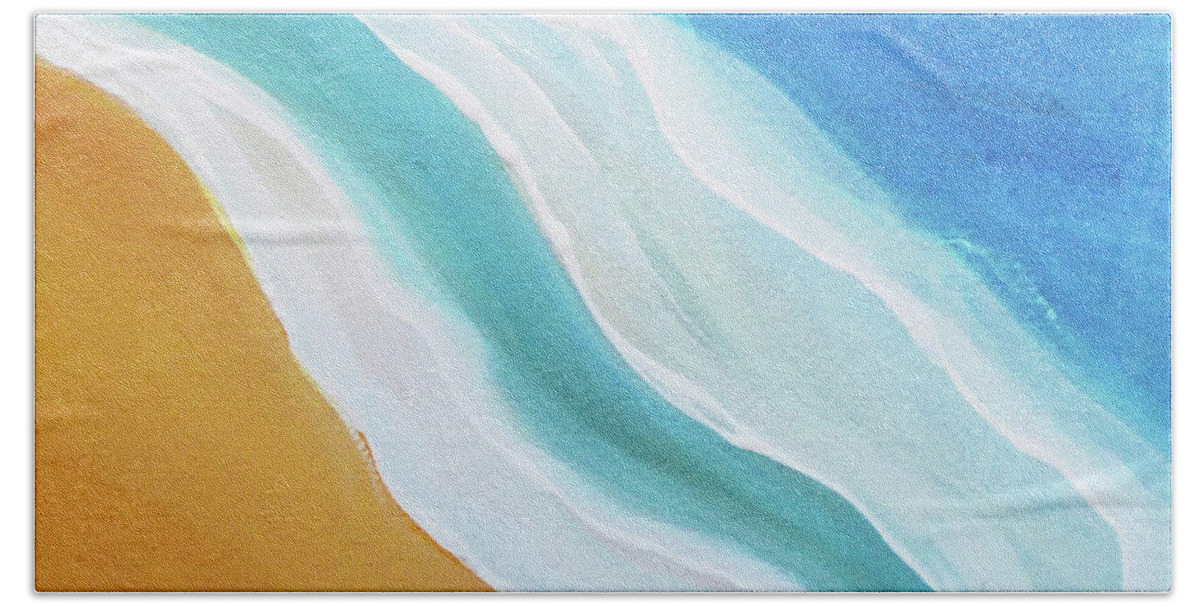 Abstract Beach Towel featuring the painting Incoming by Sharon Williams Eng