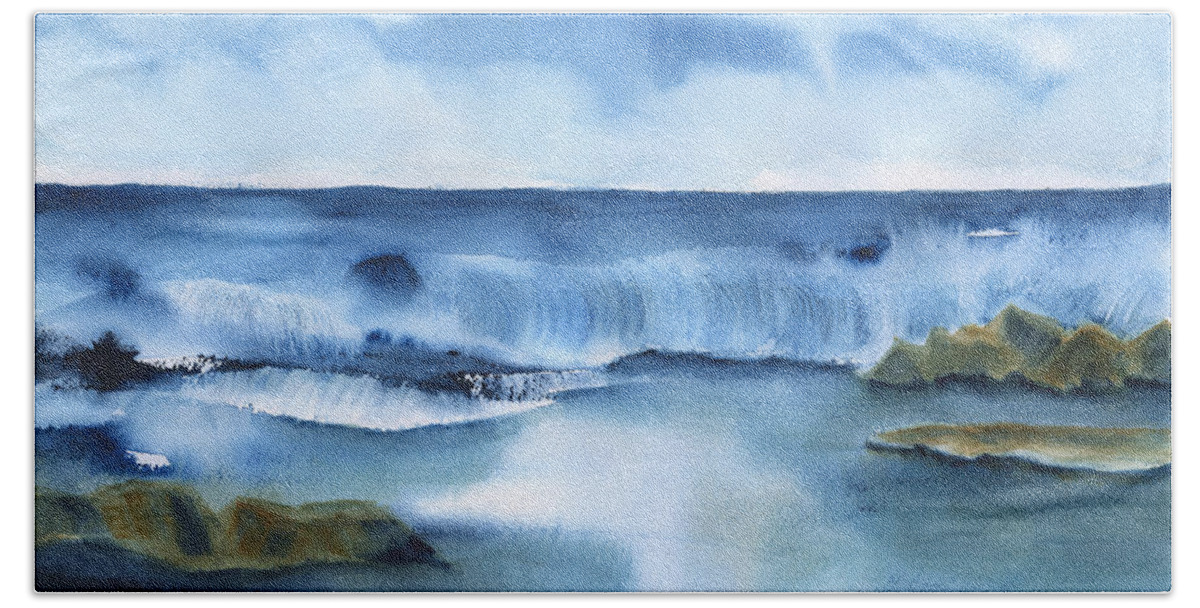 Coastal Waters Beach Towel featuring the painting Incoming Tide by Frank Bright