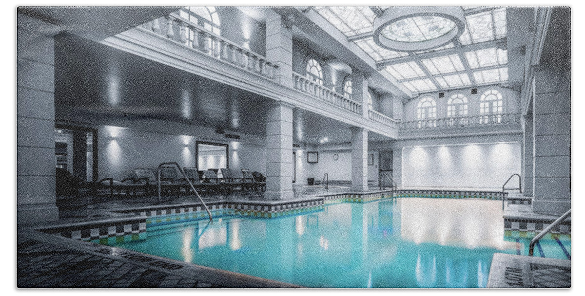 Grand Hotel Beach Towel featuring the photograph Indoor Pool at the Grand Hotel - Toronto by Dee Potter
