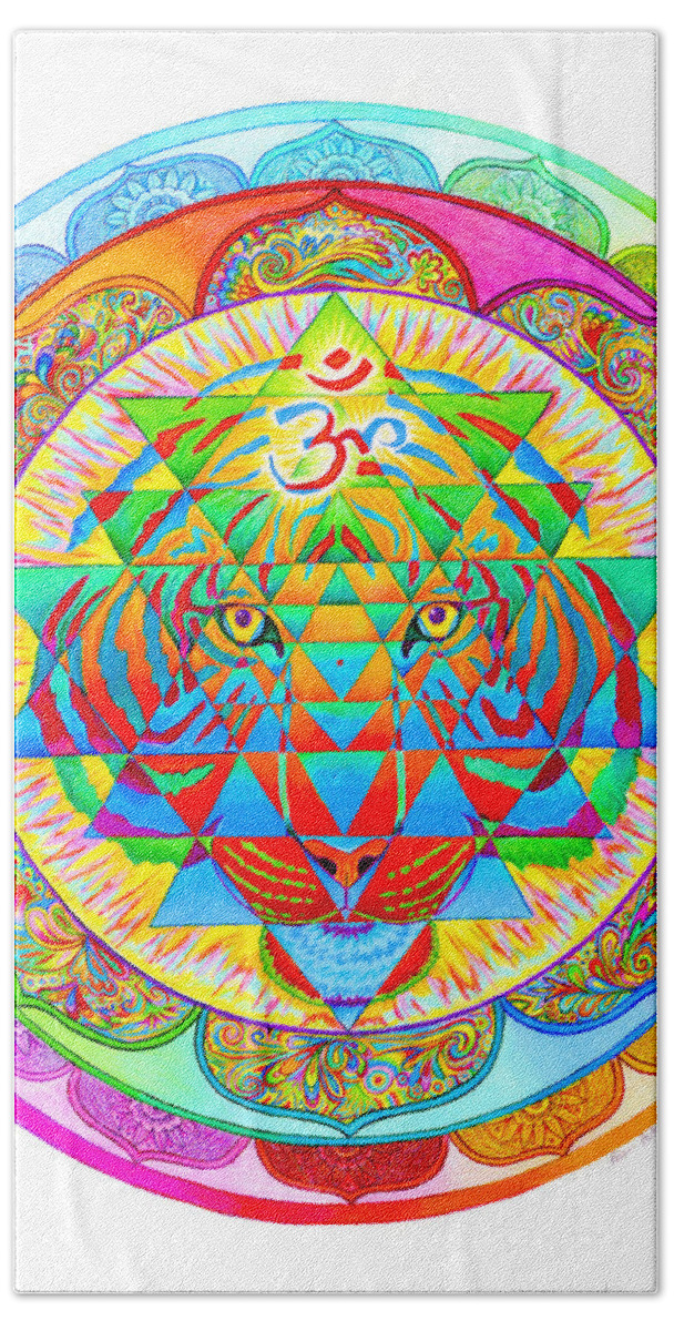 Psychedelic Beach Towel featuring the drawing Inner Strength by Rebecca Wang