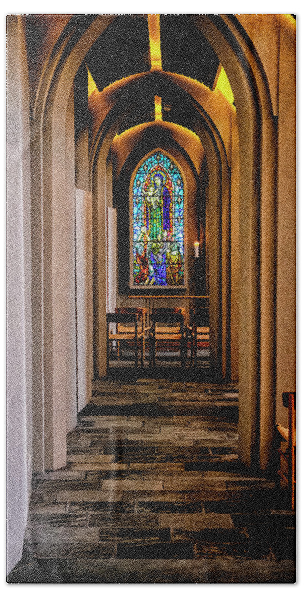 Iceland Beach Towel featuring the photograph Inside Hallgrimskirkja by Tom Singleton