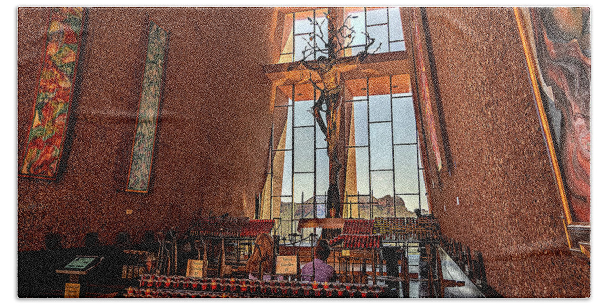 Sedona Beach Towel featuring the photograph Inside the Chapel by Al Judge