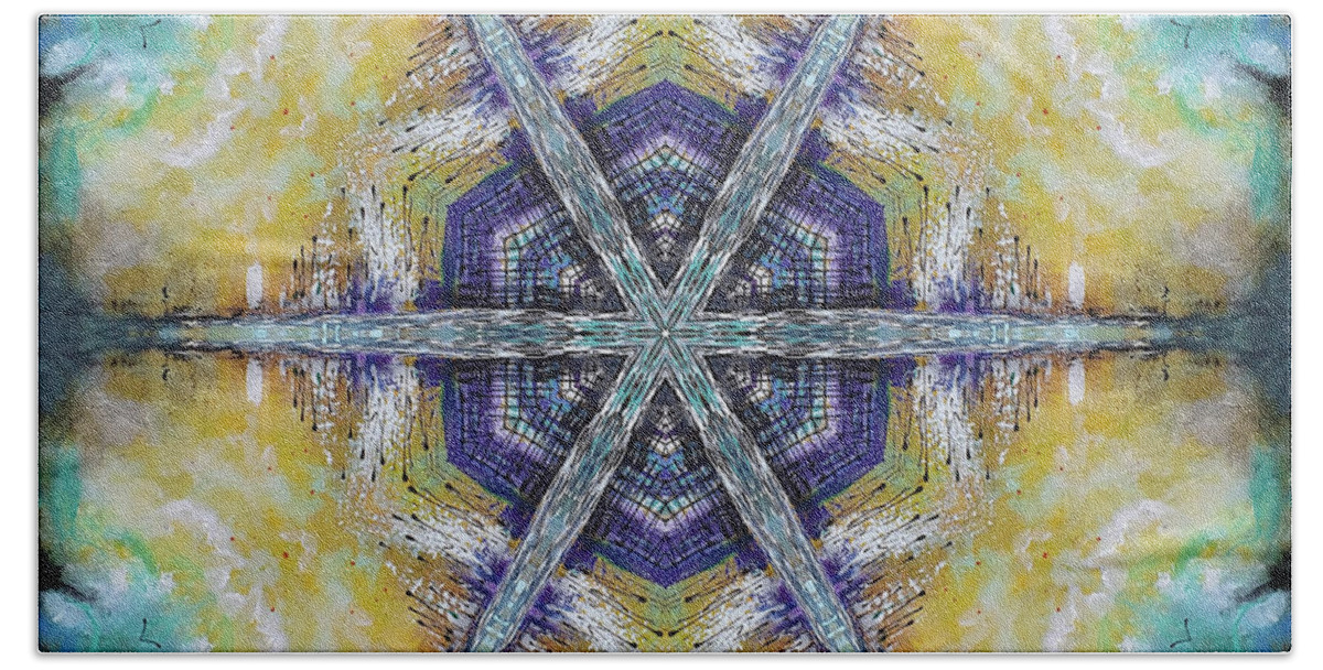 Digital Art Beach Towel featuring the digital art Intercession - Kaleidoscope by Themayart