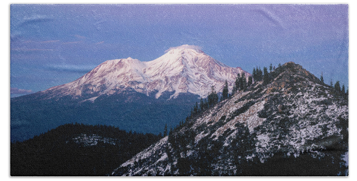 California Beach Towel featuring the photograph Into the Blue Mt. Shasta by Gary Geddes