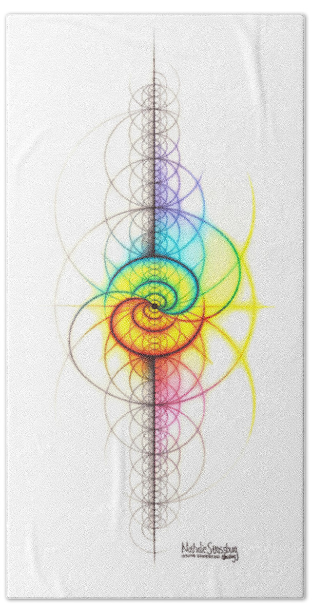 Wave Beach Towel featuring the drawing Intuitive Geometry Spectrum Wave Yin Yang Art by Nathalie Strassburg
